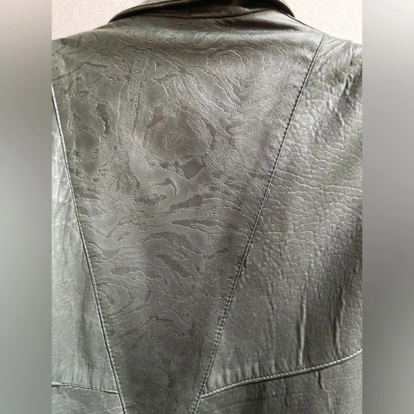 Vintage Oscar Leopold emerald green oversized soft leather full zip jacket Sz L - Picture 7 of 13